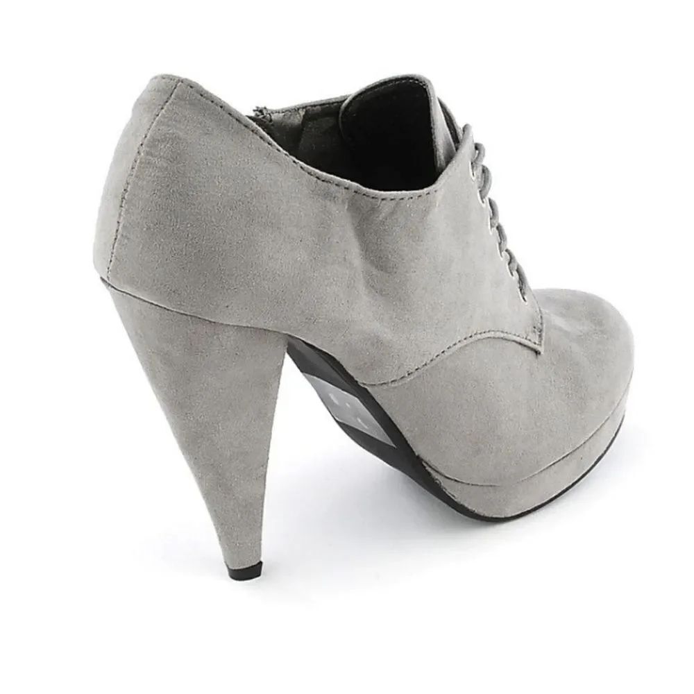 RAMPAGE ROUND TOE SLIP-ON HIGH HEEL WOMEN"S SUEDE ANKLE BOOTIE